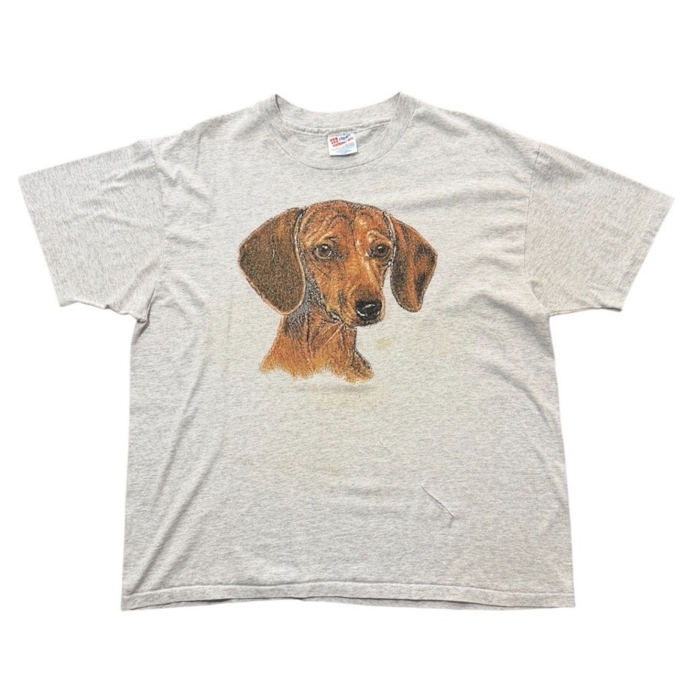 Vintage 90s Dachshund Weiner Dog Puppy Animal K9 Cute Pet Art Graphic T-shirt